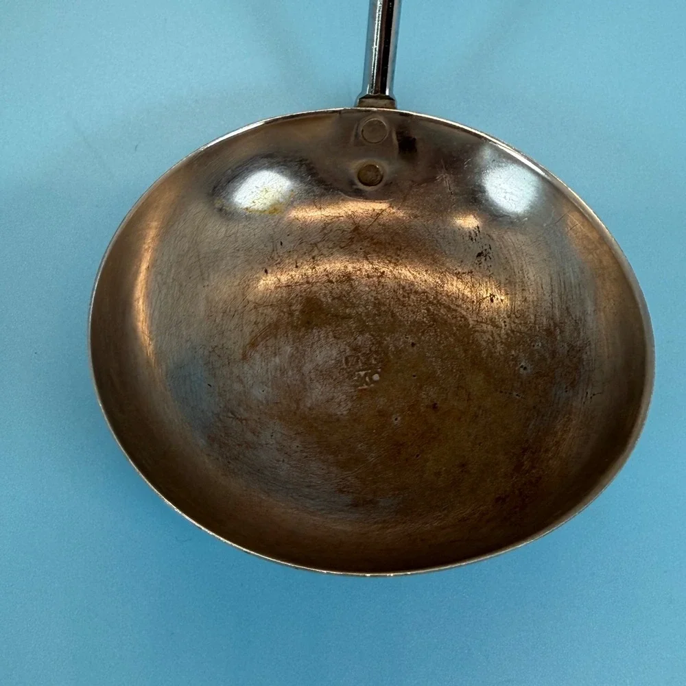 VTG Ekco Soup Ladle USA Stainless Steel Cream Plastic Handle MCM Retro Utensil‎